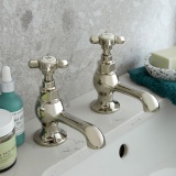 Booth & Co. Axbridge Cross Nickel Basin Pillar Taps  - Lifestyle Image